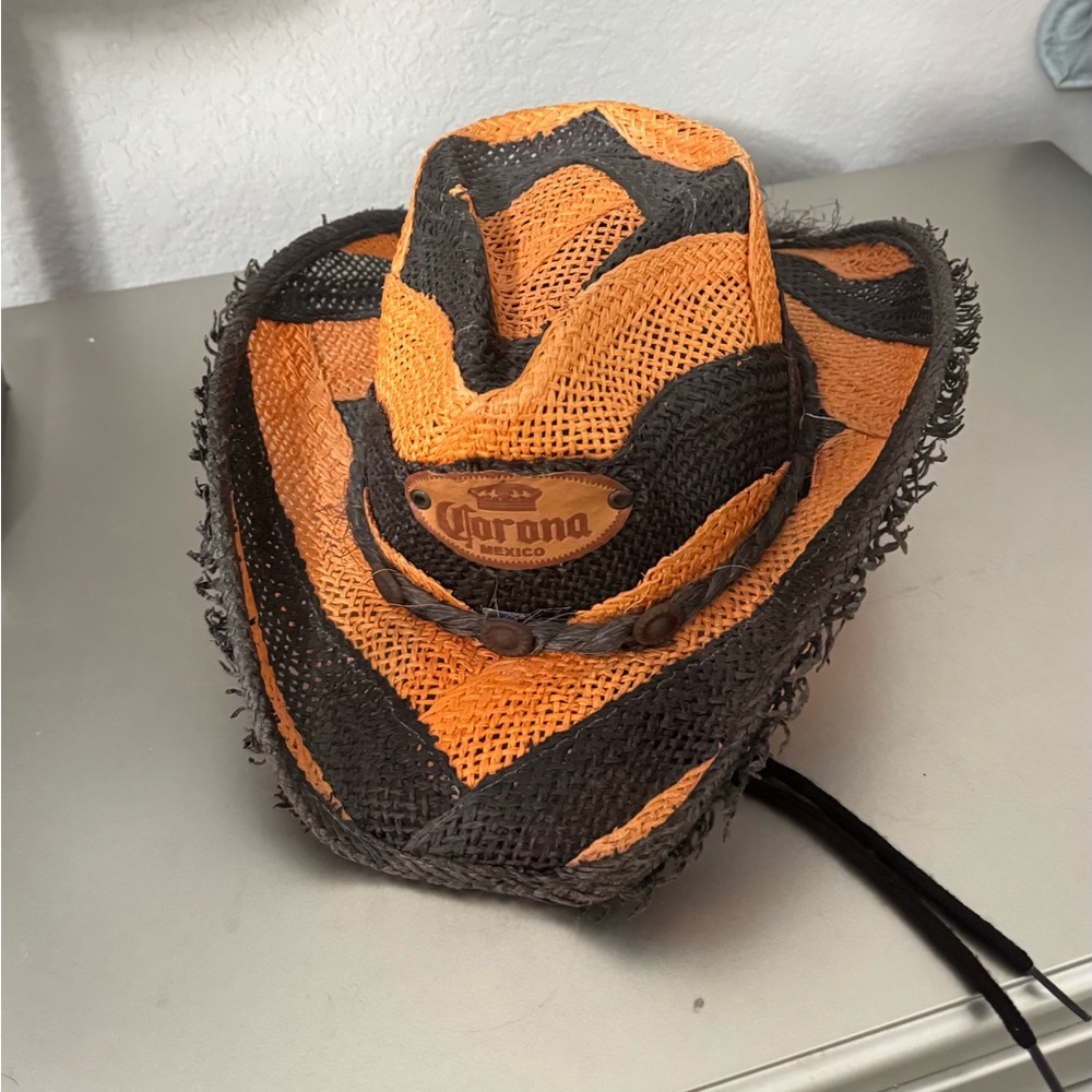 Charley Hats Corona Orange and Black Straw Cowboy Hat